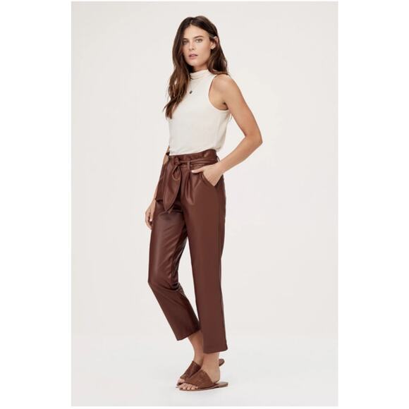 David Lerner Brown Lexi Faux Leather Pants Size 6 - Picture 1 of 11
